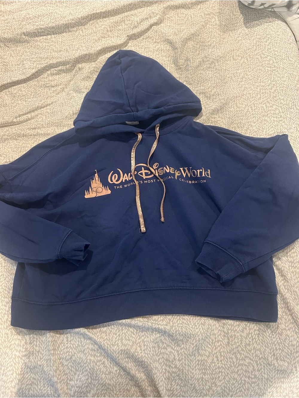 Disney Navy Blue Walt Disney World Pullover Hoodie with Pink Logo